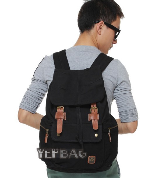black rucksack backpack