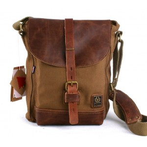 Leather and canvas messenger bag, canvas satchels for men