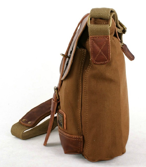 Leather and canvas messenger bag, canvas satchels for men - YEPBAG