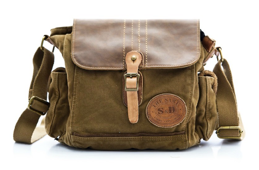 Mens canvas messenger bags, canvas and leather messenger bag - YEPBAG