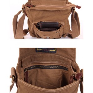 khaki Small canvas messenger bag