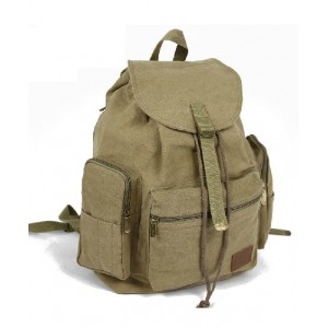 khaki canvas knapsack backpack