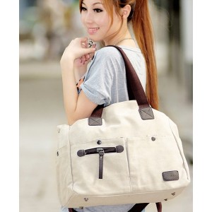 beige handbag canvas
