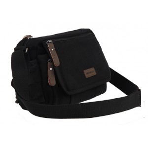 black canvas shoulder bag for women