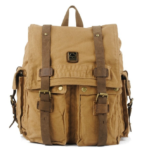 Canvas backpack school bag, canvas knapsack bag