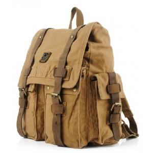 khaki Canvas backpack school bag