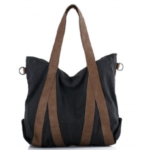 Trendy messenger bags, black canvas purse