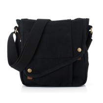 BLACK Canvas messenger bag for men