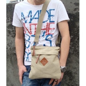 khaki backpack or shoulder bag