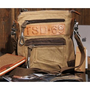 khaki one shoulder messenger bag