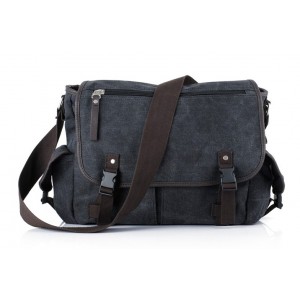 black Canvas messenger bag men