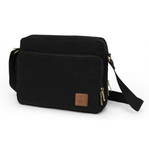 black fabric messenger bag