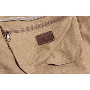 canvas and leather messenger bag khaki