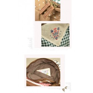 beige polka dot backpack