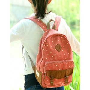 red Canvas backpack purses women