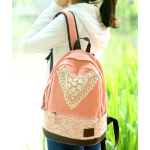 pink cute canvas backpacks for school