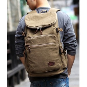 khaki vintage canvas backpack