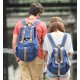 blue canvas knapsack backpack