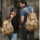 khaki canvas knapsack backpack