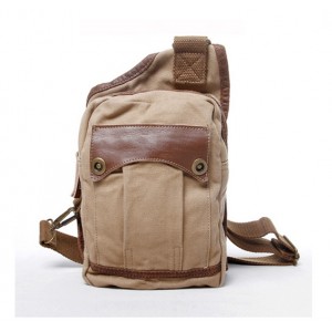 Mens single strap backpack, cotton canvas sling bag