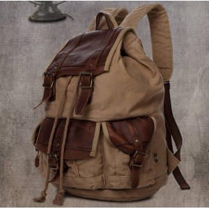 khaki Mens Retro Drawstring Backpacks