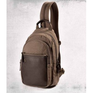 khaki Small Leather Shoulder Bag