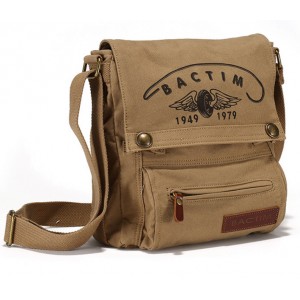 khaki canvas shoulder bag