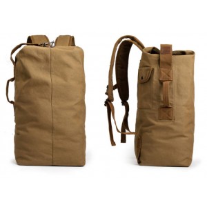 KHAKI High-capacity Canvas Rucksack For Journey