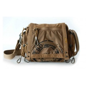 khaki Cotton canvas messenger bag