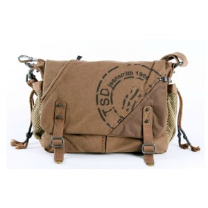 khaki canvas satchel book bag
