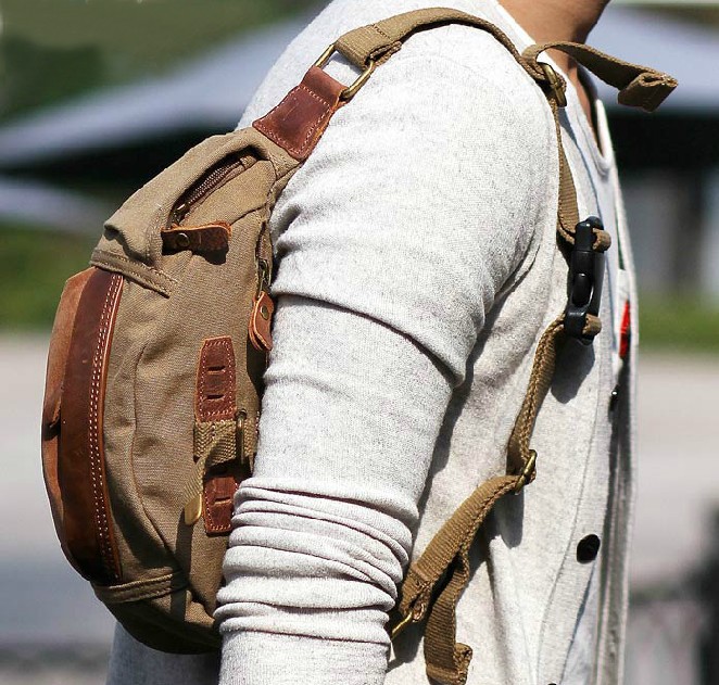 Natural canvas fanny pack, stylish men canvas waist bag - YEPBAG