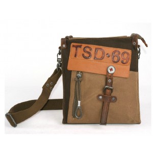Canvas and leather satchel, small canvas messenger bag