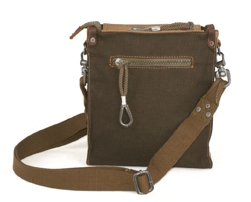 Canvas and leather satchel, small canvas messenger bag - YEPBAG