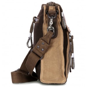 Canvas and leather satchel for men