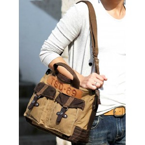 khaki mens canvas satchel bag