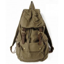 army green Leather and canvas backpack