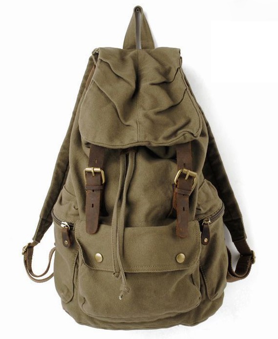 Leather and canvas backpack, mens backpack - YEPBAG