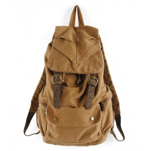 Leather and canvas backpack