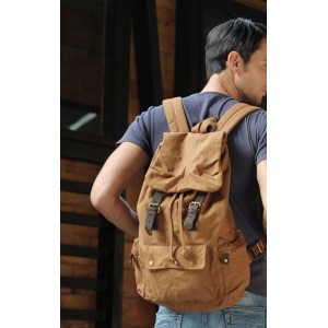 mens Leather and canvas backpack