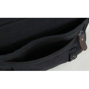 black canvas and leather shoulder bag