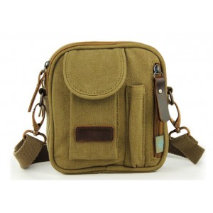 khaki Small canvas messenger bags for men