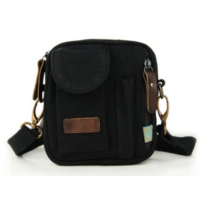 black Small canvas messenger bags for men
