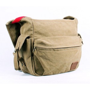 khaki men's canvas satchel