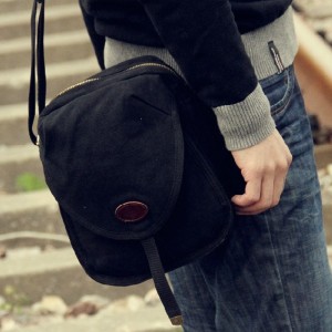 black small canvas shoulder bag