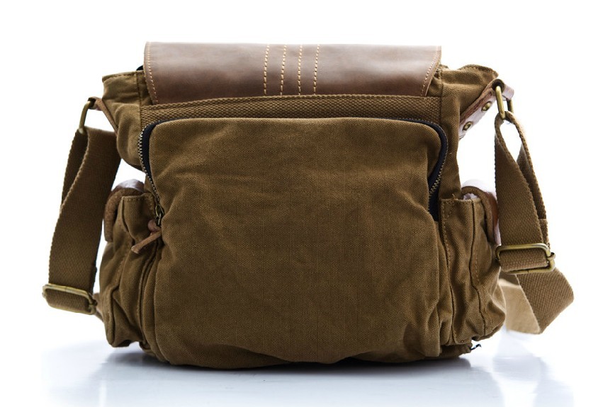 Mens canvas messenger bags, canvas and leather messenger bag - YEPBAG