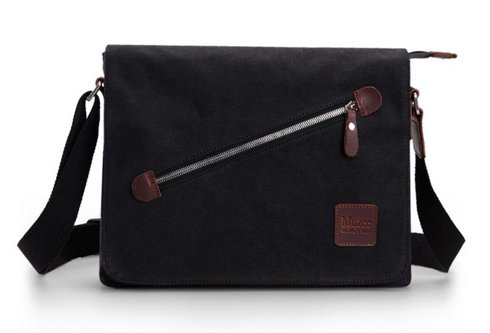 Fashion shoulder bag, black canvas messenger bags for men - YEPBAG